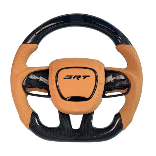 Dodge Charger/Challenger Carbon fiber steering wheel w/ LED (Orange)