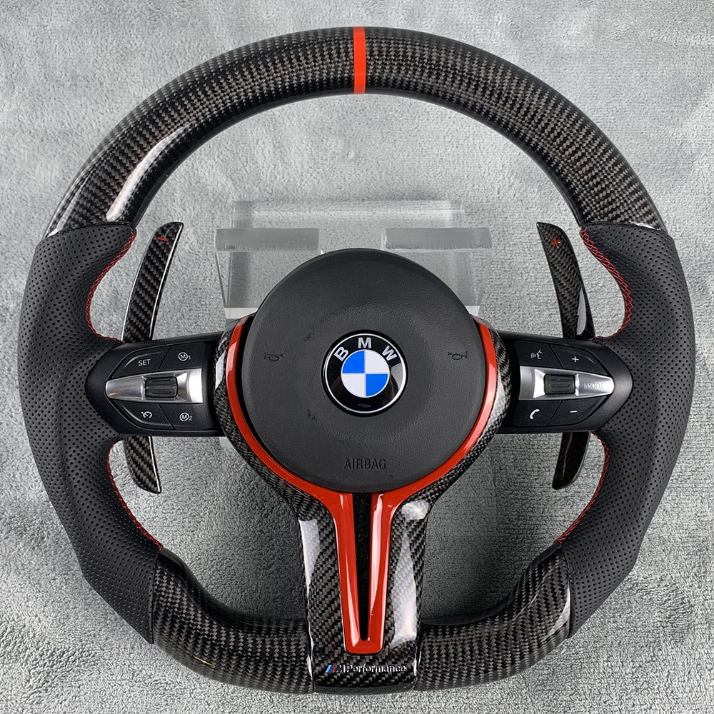 F series Carbon fiber steering wheel w/ Paddle shifters (Red Style)