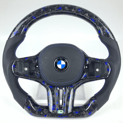 BMW G Series Forged Carbon fiber Steering wheel w/ Blue flakes