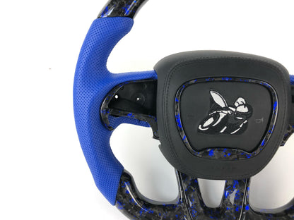 Scat pack Forged carbon fiber steering wheel w/ blue flakes