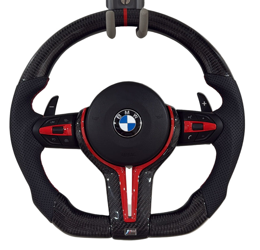 F series carbon fiber steering wheel (red style) w/ buttons and paddle shifters