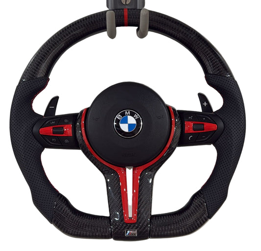 F series carbon fiber steering wheel (red style) w/ buttons and paddle shifters