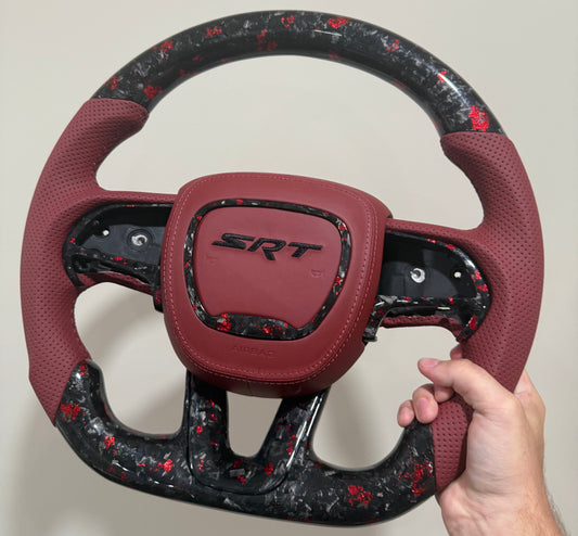 Dodge Charger/Challenger Forged Carbon fiber w/ Red flakes steering wheel