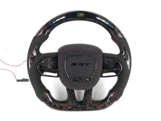 Dodge Charger/ Challenger LED Forged Carbon fiber steering wheel w/ Alcantara leather
