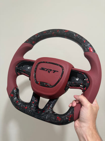 Dodge Charger/Challenger Forged Carbon fiber w/ Red flakes steering wheel