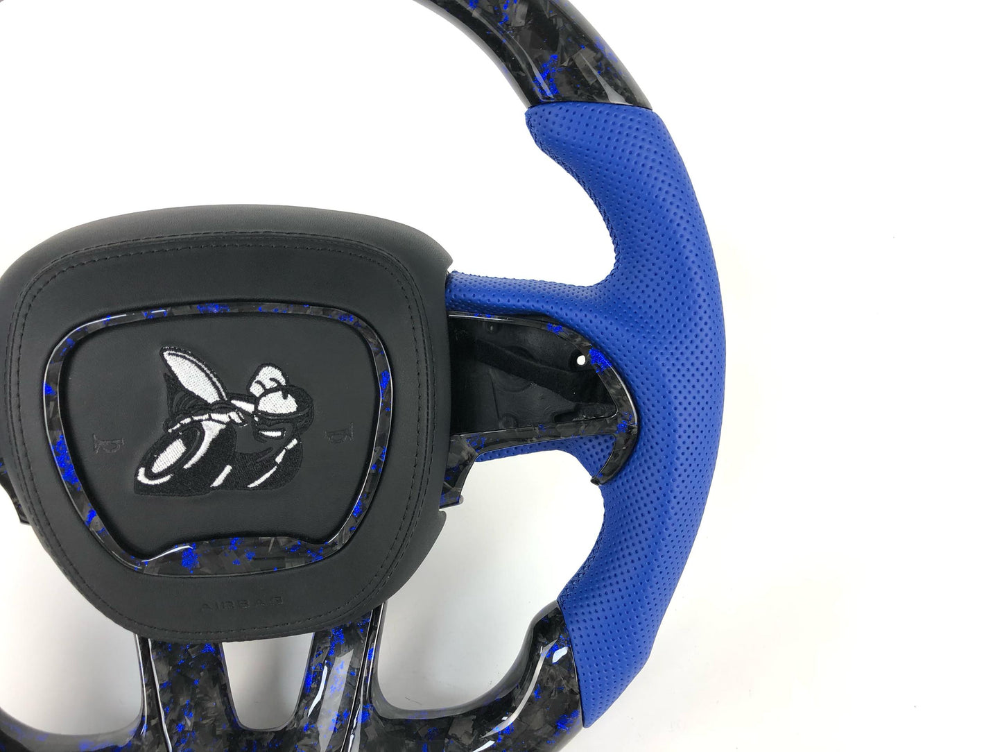 Scat pack Forged carbon fiber steering wheel w/ blue flakes