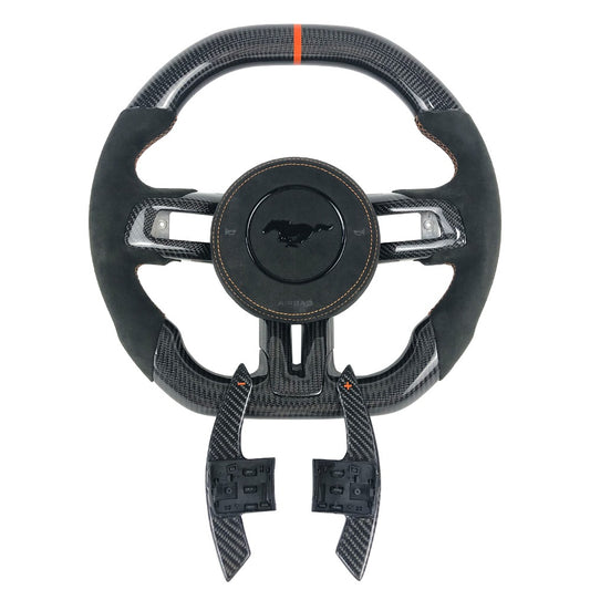 Ford Mustang alcantara Carbon fiber steering wheel w/ Paddle shifters