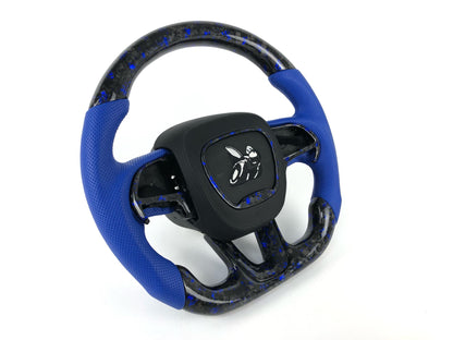 Scat pack Forged carbon fiber steering wheel w/ blue flakes