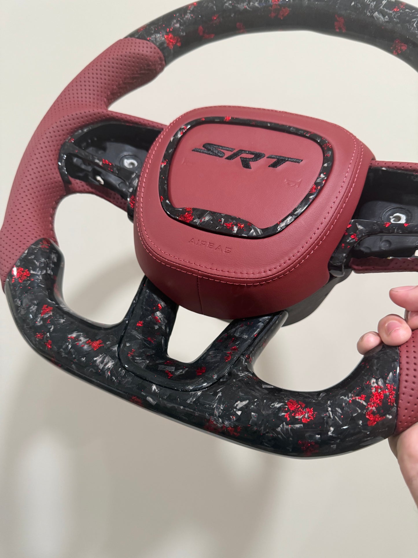 Dodge Charger/Challenger Forged Carbon fiber w/ Red flakes steering wheel