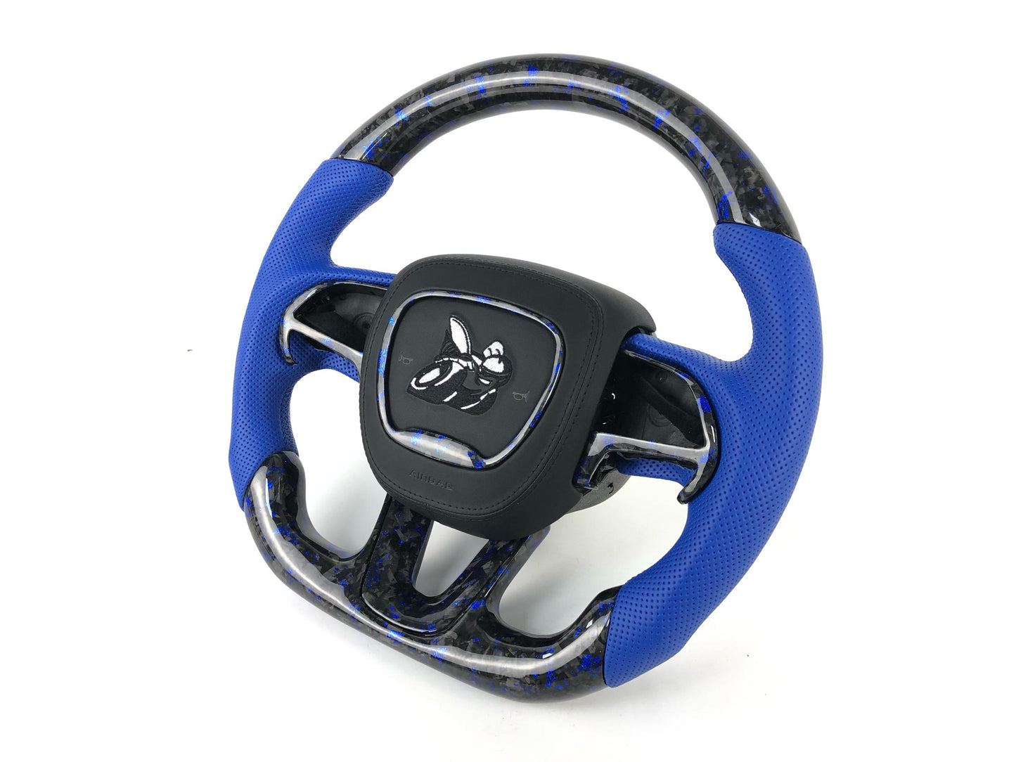 Scat pack Forged carbon fiber steering wheel w/ blue flakes