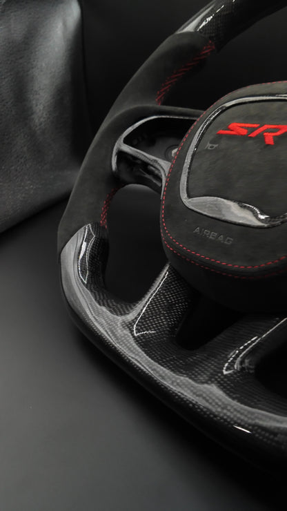 Dodge Charger/Challenger honeycomb carbon fiber steering wheel w/alcantara leather