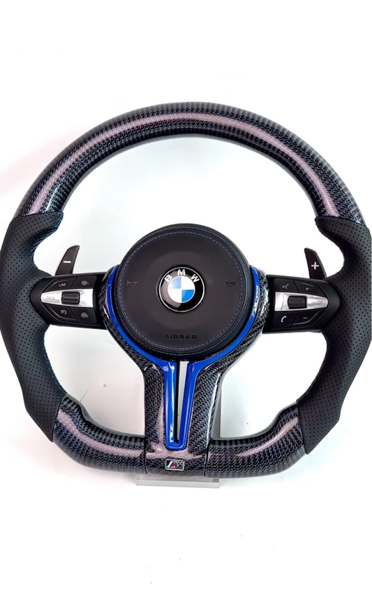 BMW M blue style Carbon fiber steering wheel