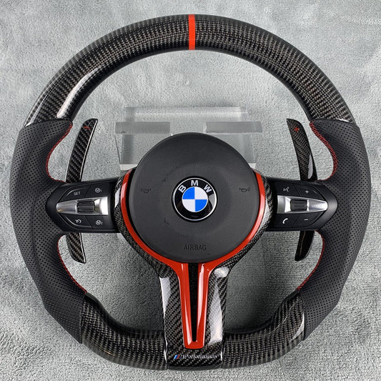 F series Carbon fiber steering wheel w/ Paddle shifters (Red Style)