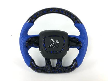 Scat pack Forged carbon fiber steering wheel w/ blue flakes