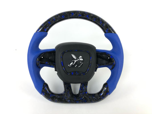 Scat pack Forged carbon fiber steering wheel w/ blue flakes