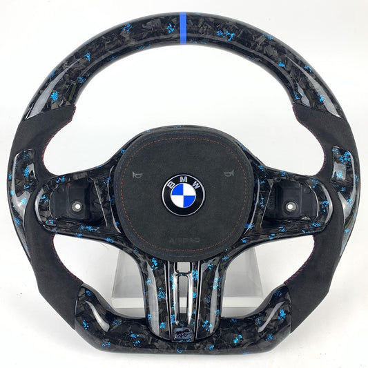 BMW G Series Forged Carbon fiber Steering wheel w/ Blue flakes