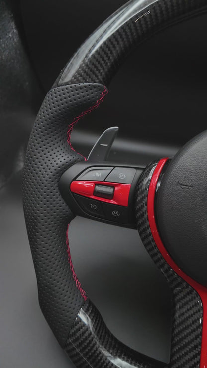 F series carbon fiber steering wheel (red style) w/ buttons and paddle shifters